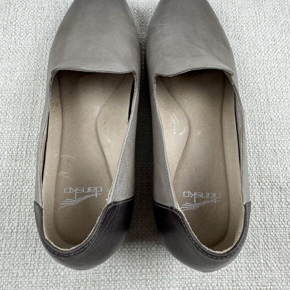Dansko Preston Loafers Womens 40 US 9.5 - 10 Block Heels Grey Leather Comfort - Picture 5 of 13